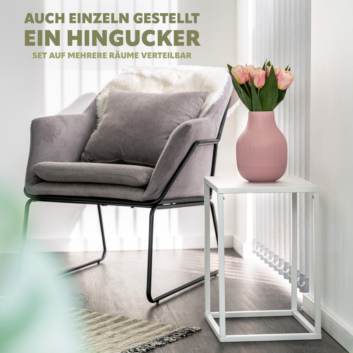 BLUMENHOCKER (2er Set), Metall, weiß - Weiß, Metall (30/30/90cm) - bremermann