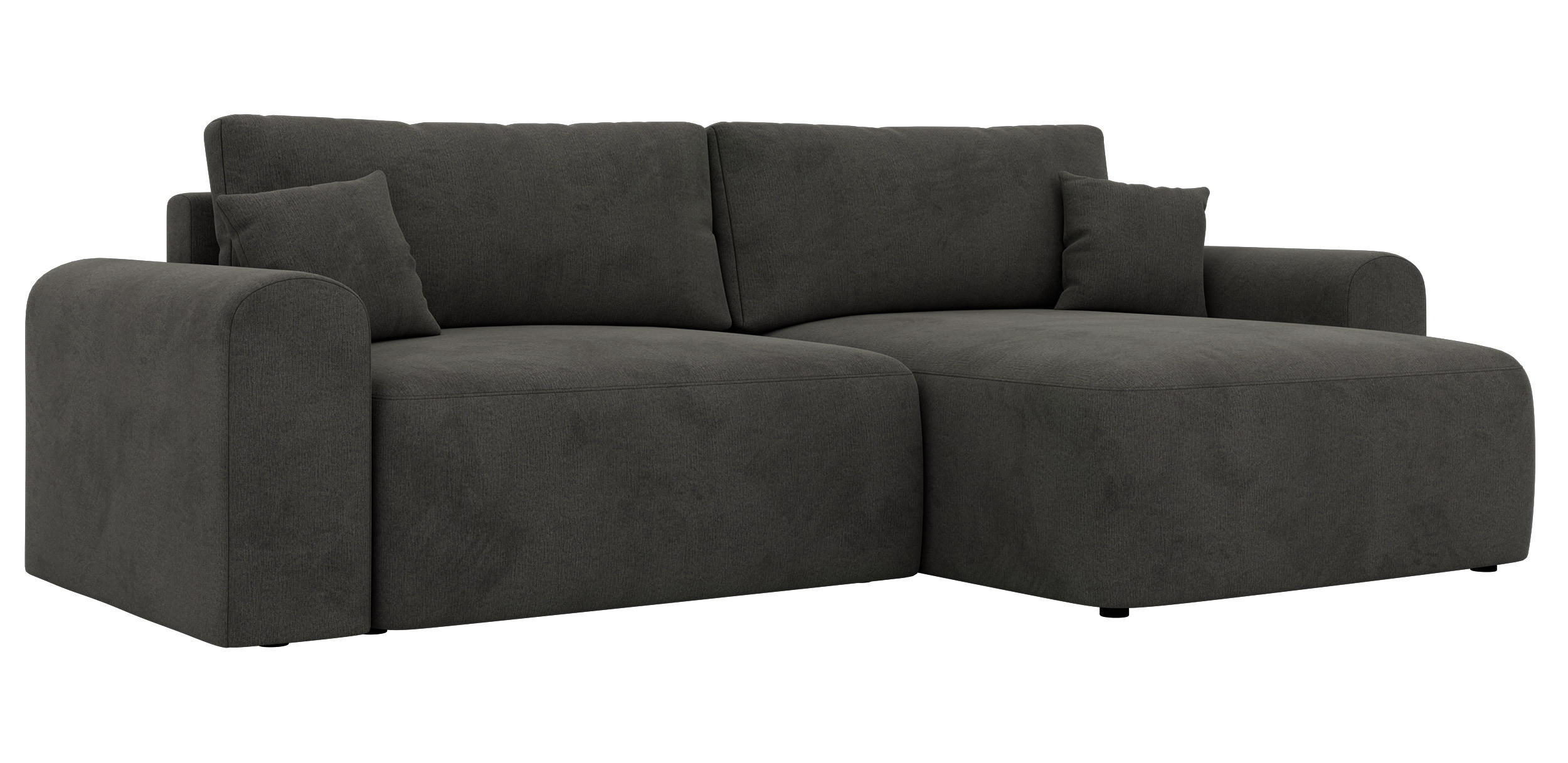 ECKSOFA NEKSON L - Dunkelgrau Velvet - Dunkelgrau/Schwarz, Kunststoff/Textil (274/152cm) - MKS