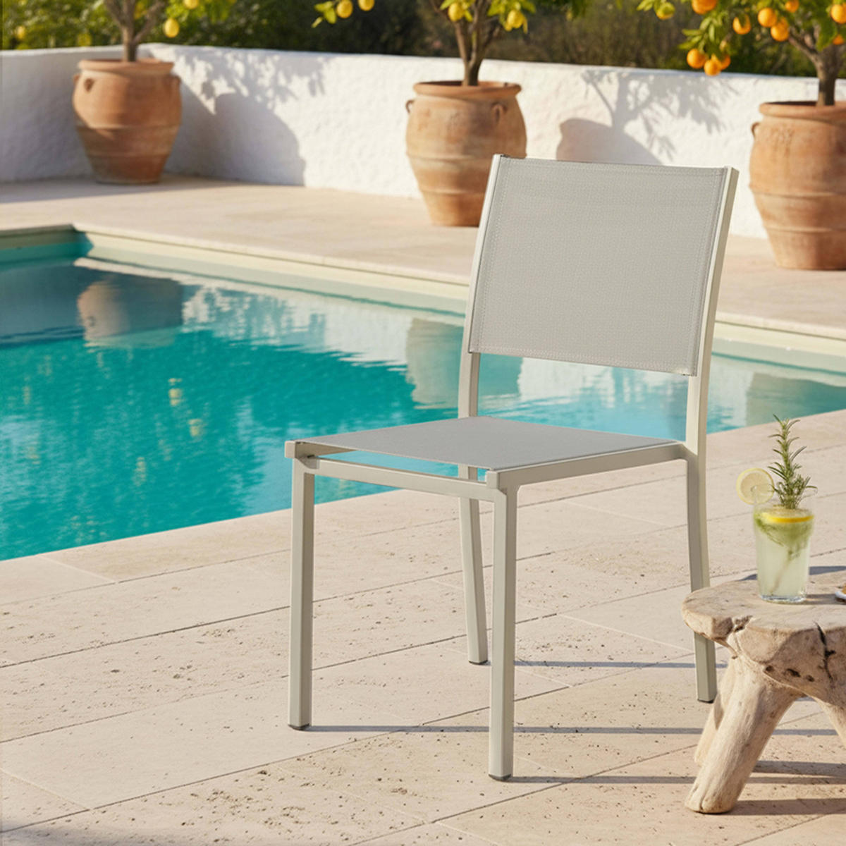 GARTENSTUHL, Beige - Beige, Metall (48/87/60cm) - Oviala