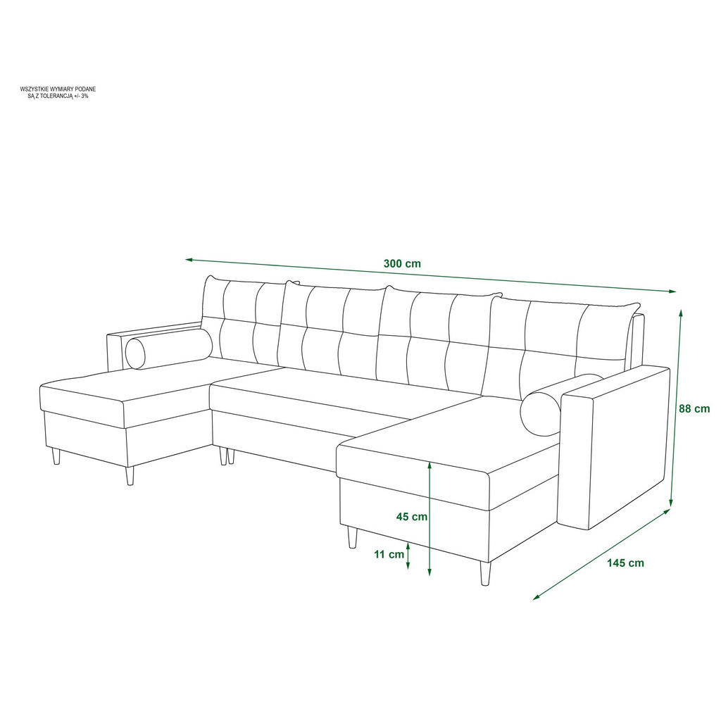 Thumbnail - Bedante Ecksofa, Dunkelblau, Textil, 300x88x145 cm, Wohnzimmer, Sofas & Couches, Wohnlandschaften, Wohnlandschaften in U...