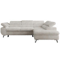 ECKSOFA PABLO L Beige Cord - Rechts Seite - Beige/Schwarz, Textil/Metall (273/208cm) - MKS