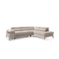 ECKSOFA MESTO Beige Velours-Stoff mit Schlaffunktion - Beige, Holz (280/214cm) - MASSENO
