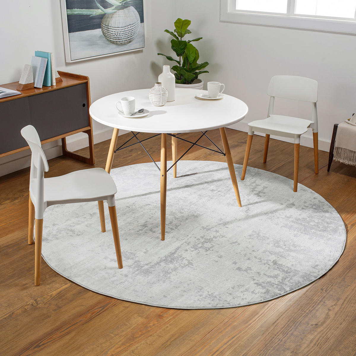 KURZFLORTEPPICH Victoire Rund Ø 160 cm Grau - Grau, Textil (160/160cm) - LIVABLISS