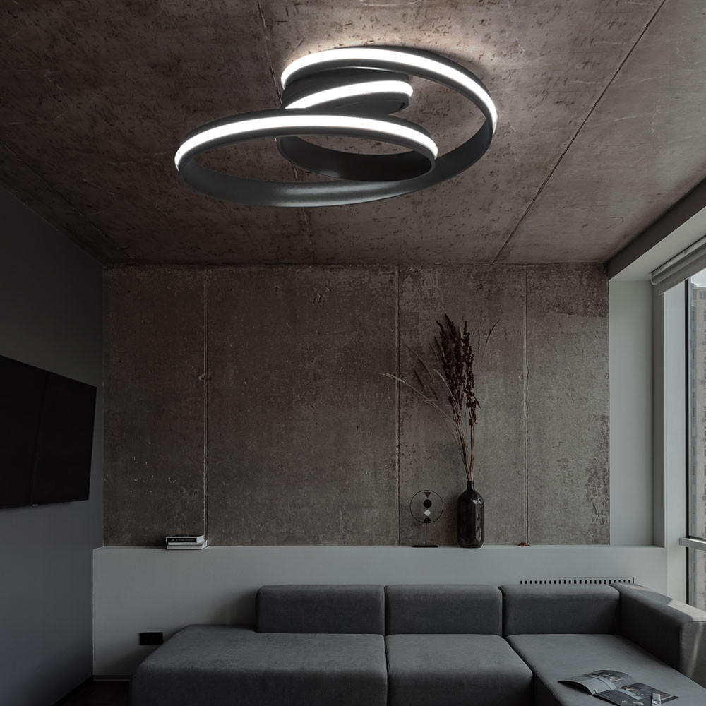 LED DECKENLEUCHTE Ring Design Schwarz - Schwarz, Metall (56/31.5/56cm) - Wofi