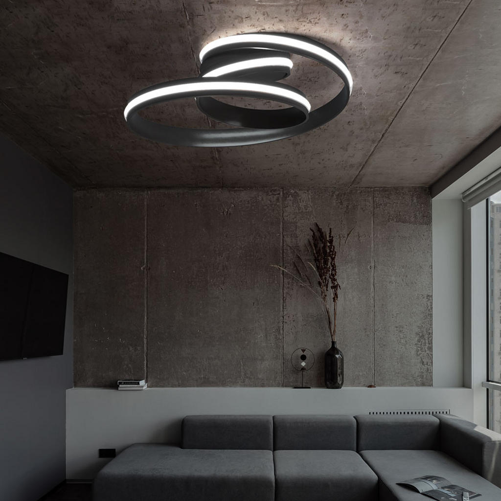 Thumbnail - Wofi Led, Schwarz, Metall, Kunststoff, 31.5x56x56 cm, Lampen & Leuchten, LED Beleuchtung, LED-Deckenleuchten