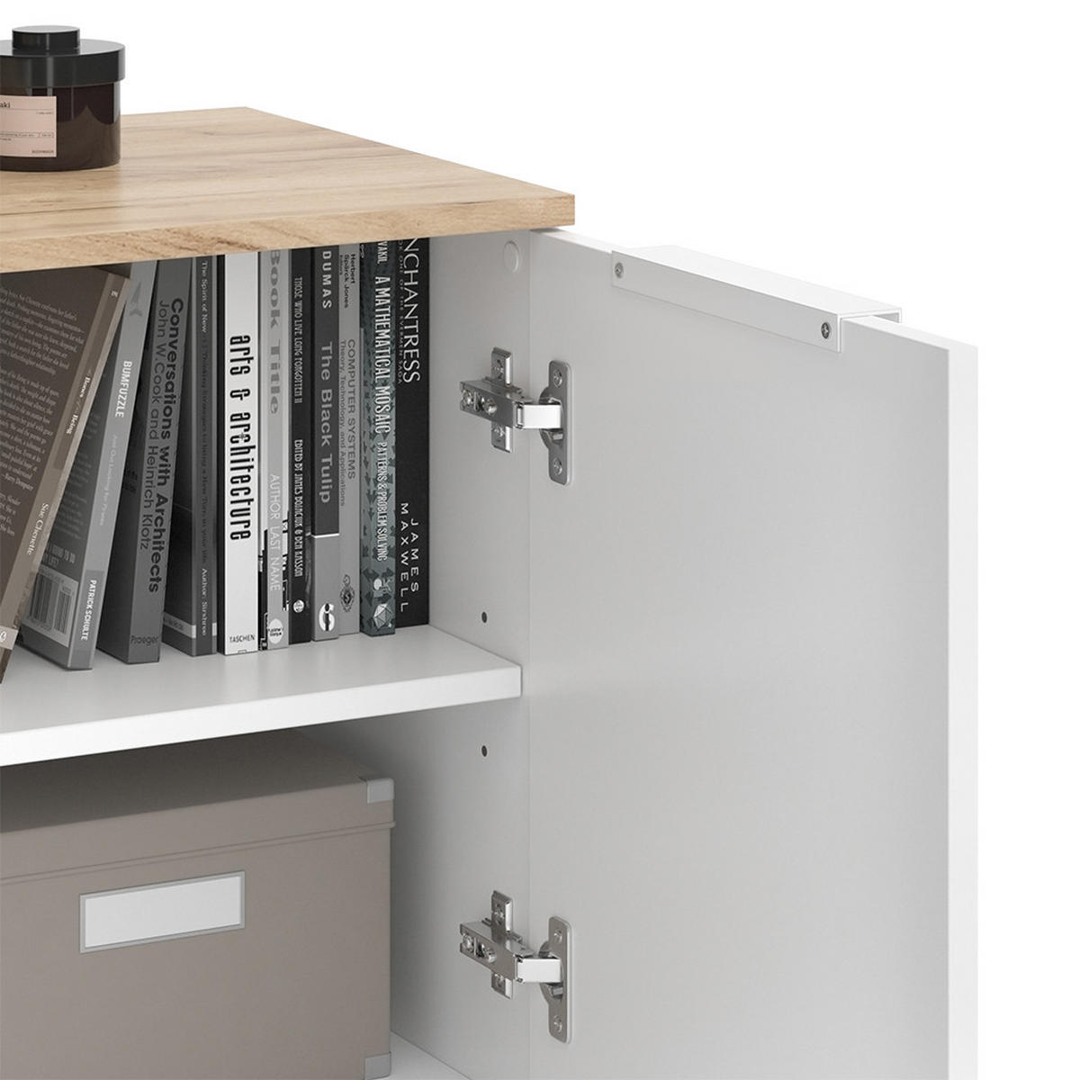 KOMMODE Wido Weiß/Sonoma 40 x 50 cm mit 2 Türen - Weiß/Sonoma Eiche, Holzwerkstoff (80/50/40cm) - Vicco