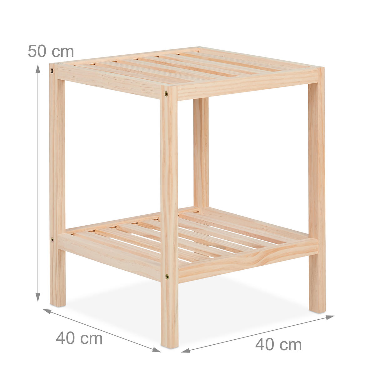 BEISTELLTISCH - Hellbraun, Holz (40/40/50cm) - Relaxdays