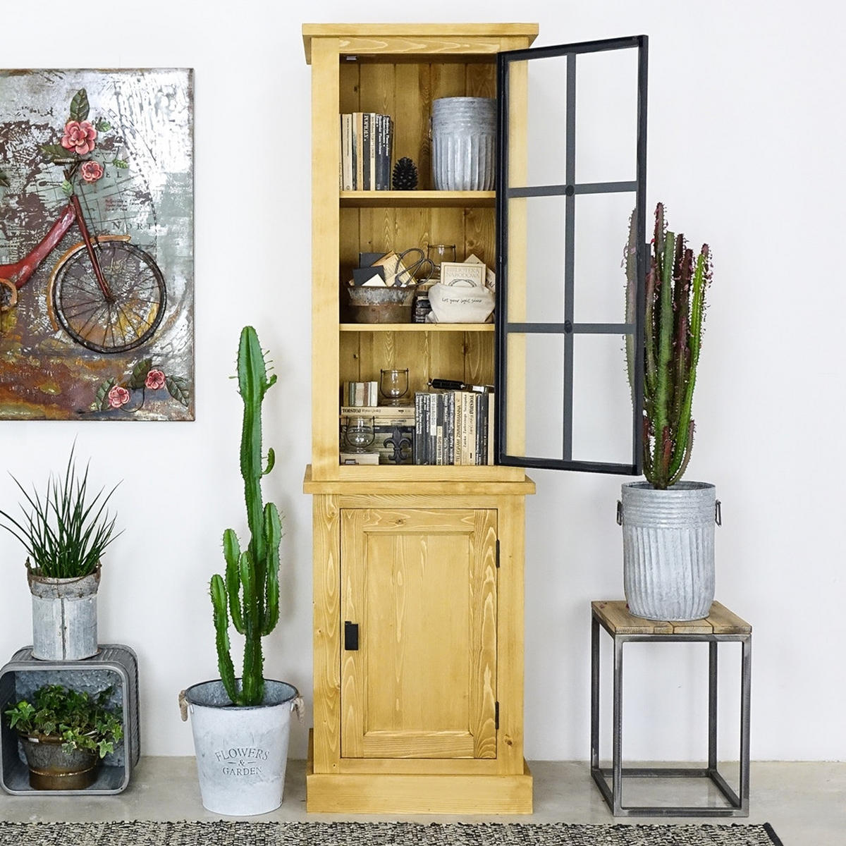 VITRINE aus Massivholz Industrial - Honig, Holz (59/203/45cm) - Seart