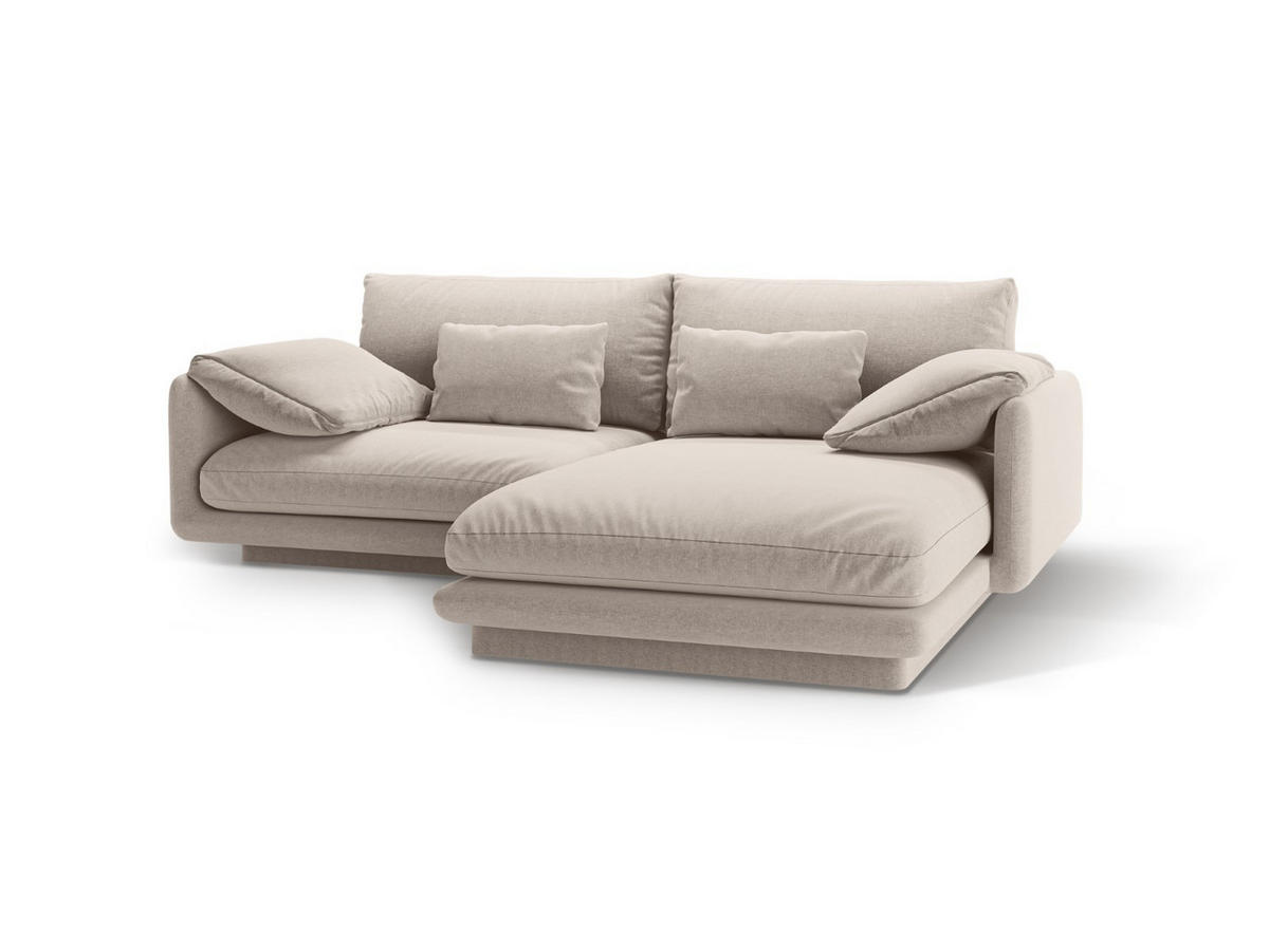 ECKSOFA rechts Torino aus strukturiertem Stoff leichtes beige 3 Sitzplätze - Creme, Textil (170/220cm) - Micadoni