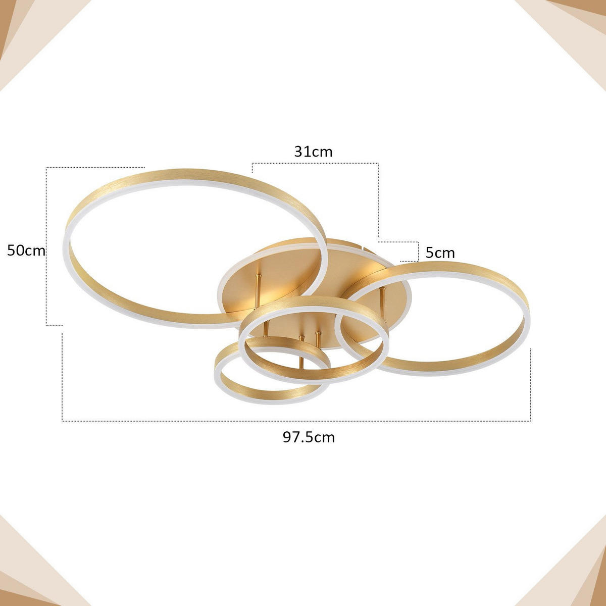 LED-DECKENLEUCHTE Madden 98/65/12cm - Goldfarben, Metall (65/98/12cm) - Nettlife