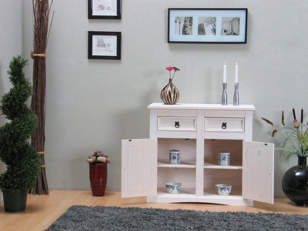 SIDEBOARD weiß - Weiß, Holz/Textil (92/84/44cm) - ebuy24