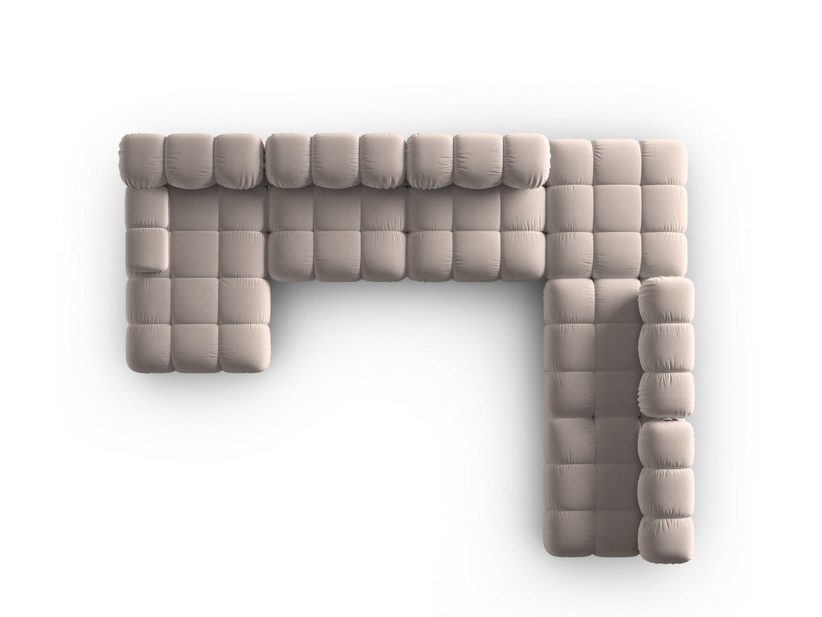 MODULARES-PANORAMASOFA rechts Bellis aus Samt beige 7 Sitzplätze - Beige, Textil (282/63/379cm) - Micadoni