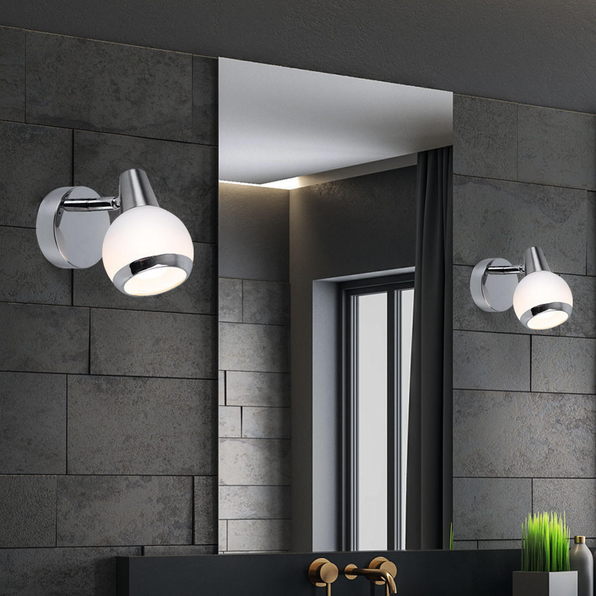 LED WANDLEUCHTE KARDE Chrom Silber - Silberfarben, Glas (8/11.5/12.5cm) - Globo Lighting