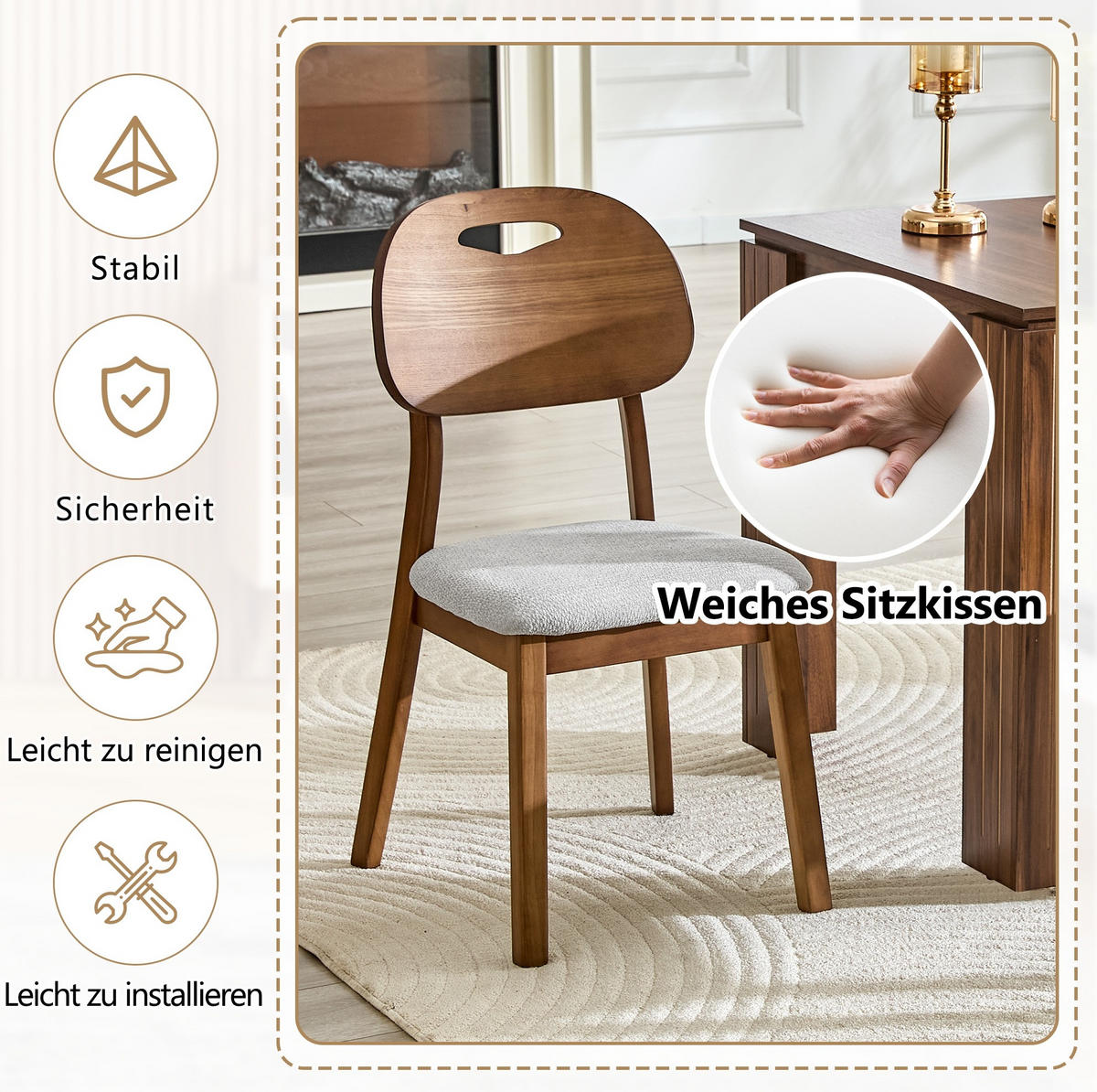 ESSZIMMERSTUHL 2er-Set mit Tragegriff Grau - Grau, Holz (44/88/50cm) - Meubliv