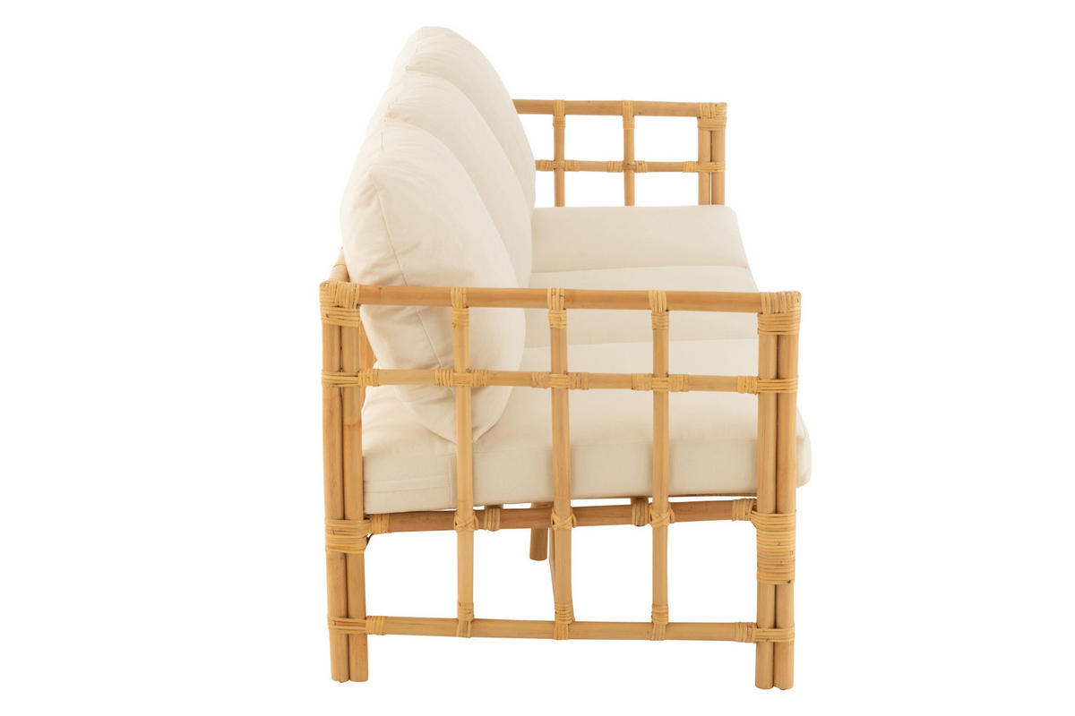 SOFA ELISE - Rottan - Natürliche - 3-Sitzer - Naturfarben, Naturmaterialien (73/64/187cm) - J-Line