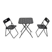 BISTROSET 60/60/73 cm mit 2 klappbaren Stühlen, aus Stahl mit E-Beschichtung, Schwarz - Schwarz, Metall - Redom