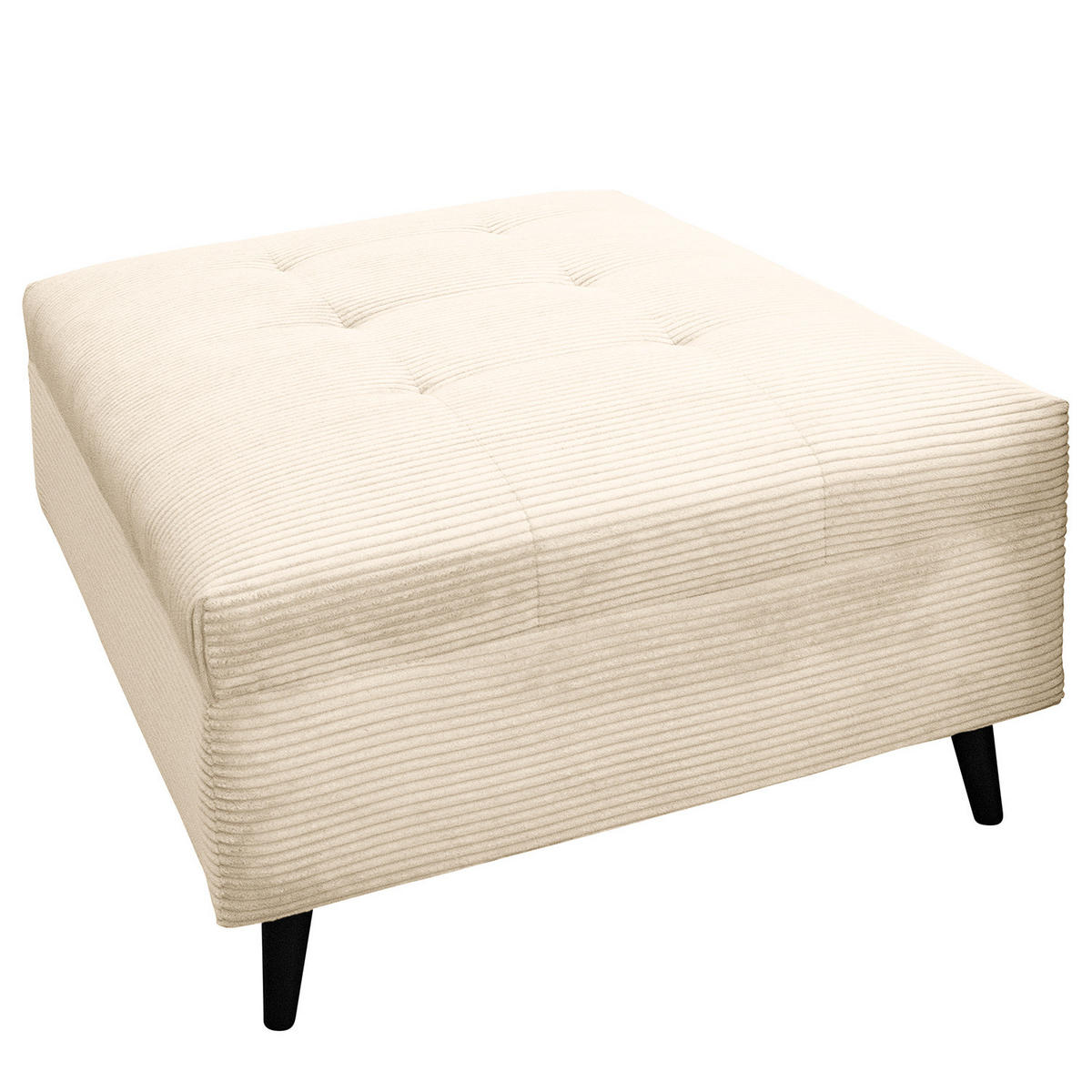 ECKSOFA mit Ottomane und Hocker - Creme/Schwarz, Birkenholz/Textil (247/174cm) - home24