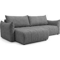 ECKSOFA Liv mit Schlaffunktion & Bettkasten in Cordstoff Grau, Universell 260/154/86 cm - Schwarz/Grau, Kunststoff/Textil (260/154cm) - WFL GROUP