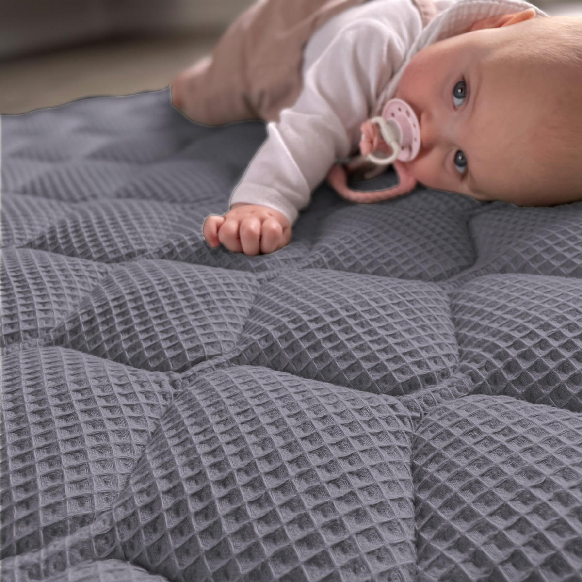 KRABBELDECKE Grau 130x150cm - Grau, Textil (130/150cm) - Sanosoft
