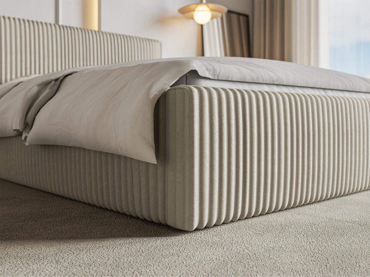 POLSTERBETT Tilio Hellbeige Cordbezug 180 cm - Ecru/Schwarz, Kunststoff/Textil (180/200cm) - Selsey
