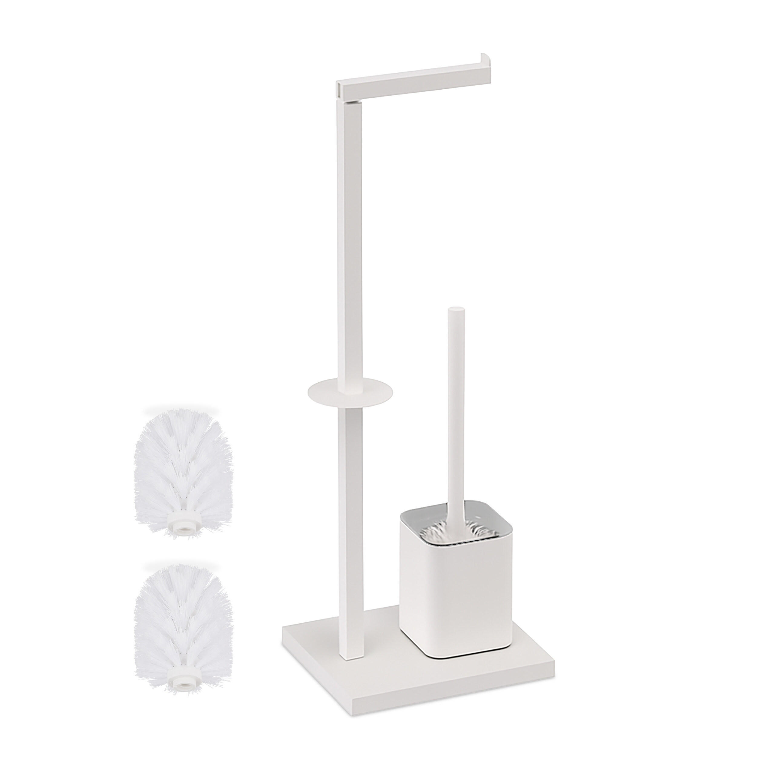 WC sada - biela, kov/plast (20/67.5/15.5cm) - Relaxdays