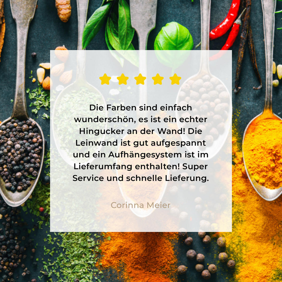 LEINWANDBILD Kräuter - Gewürze - Löffel 40x30 cm - Currygelb, Textil (40/30cm) - MuchoWow