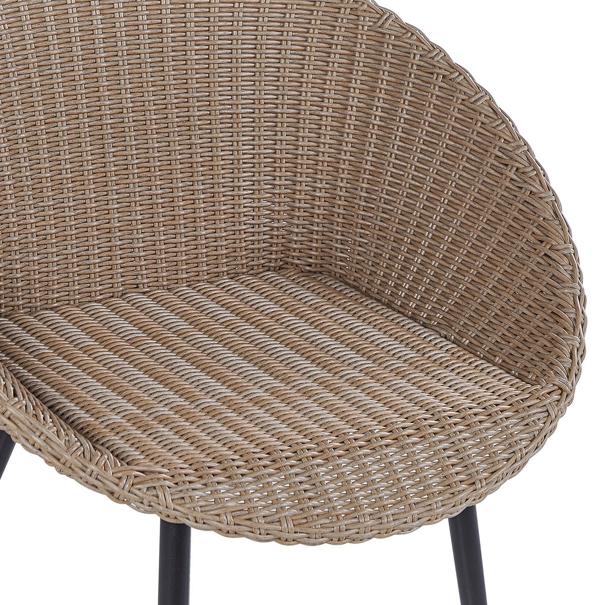 BALKONSET 2-Sitzer Rattan natürlich Auflagen hellbeige Ortigia - Beige/Schwarz, Kunststoff - Beliani