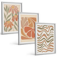 BILDER SET 3er Set - 40x60 cm Silberner Rahmen - Abstrakte Pastellblumen - Silberfarben, Kunststoff (40/60cm) - TULUP