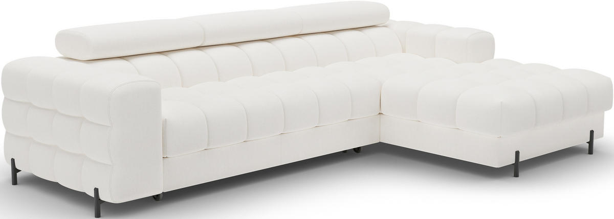 ECKSOFA FELRO mit Schlaffunktion, Bettkasten & verstellbaren Kopfstützen – Modernes Premium-Ecksofa in L-Form - Weiß, Kunststoff (181/285cm) - Wohnideebilder