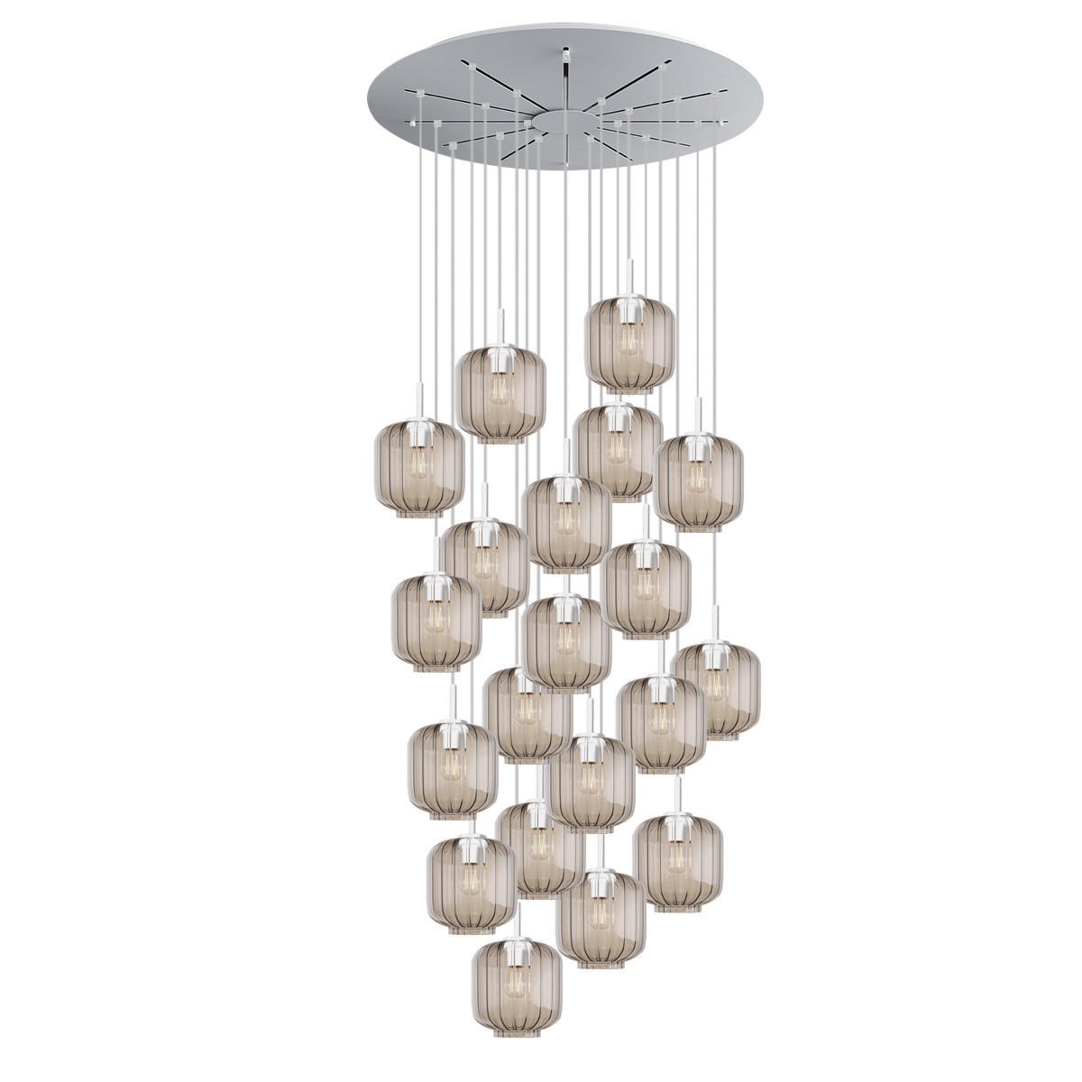 GALERIELEUCHTE Velo 20-flammig Klar Ø 20cm - Klar/Weiß, Glas (20/20/20cm) - s.luce