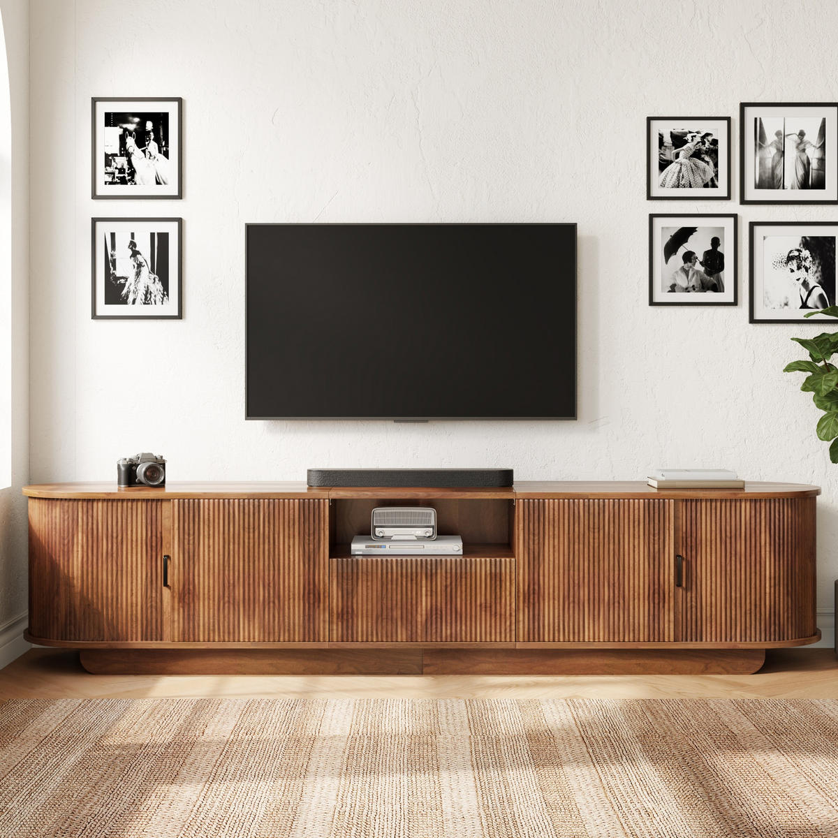 TV-SCHRANK 180/40/50 cm Walnussholzfarbe mit Schiebetüren, 2 Türen und 1 Schublade - Nussbaumfarben, Holzwerkstoff (180/50/40cm) - Oxeza