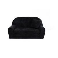 MINI-SOFA David - Ausklappbares Kindersofa aus Teddystoff in schwarz - Schwarz, Textil (78/45/40cm) - Fortisline