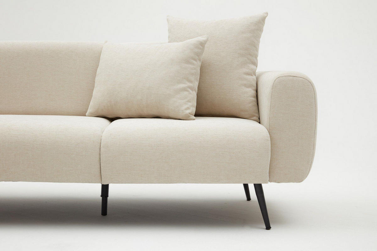 ECKSOFA beidseitig montierbar, Bouclé-Design - Beige/Creme, Holz/Textil (252/158cm) - myHomelando