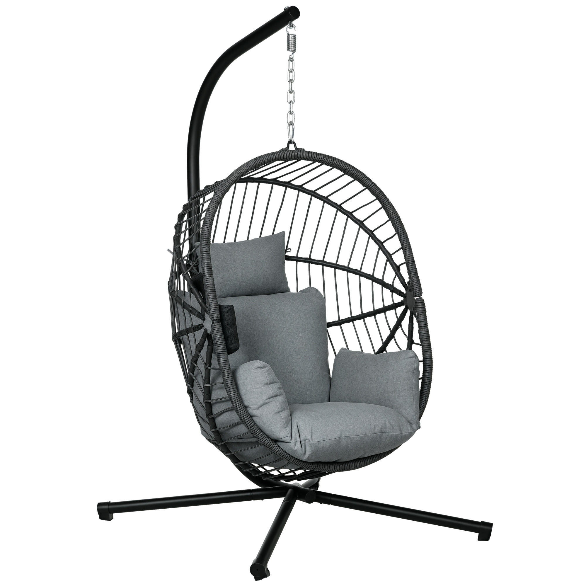 HÄNGESESSEL DE-06958 inkl. Polster, Egg-Chair, bis 120 kg Grau - Grau, Metall (106/188/120cm) - ComfortXL