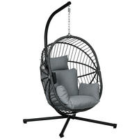 HÄNGESESSEL DE-06958 inkl. Polster, Egg-Chair, bis 120 kg Grau - Grau, Metall (106/188/120cm) - ComfortXL