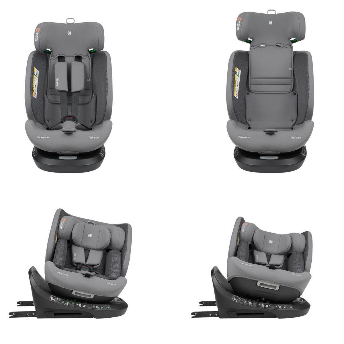 KINDERSITZ i-Size i-Hike grau/hellgrau (40-150 cm) Isofix, 360° drehbar, verstellbar - Grau, Kunststoff (44/58/53cm) - Kikka boo