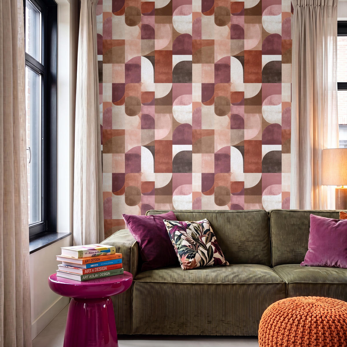 TAPETE - Geometrie - Modern - Retro - 140x220 cm - Multicolor, Papier (140/220cm) - OnlyWow