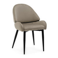 STUHL BERGAMO gepolsterter mit Steppung - dunkelbeige - Samt Velour - Beige/Schwarz, Textil/Metall (56/91/61cm) - NEW HOME