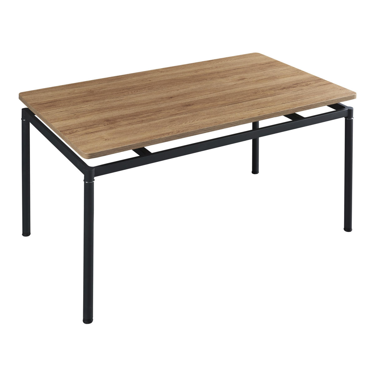 ESSTISCH Hemnes - Eichefarben/Schwarz, Holzwerkstoff/Metall (80/140/75cm) - [en.casa]