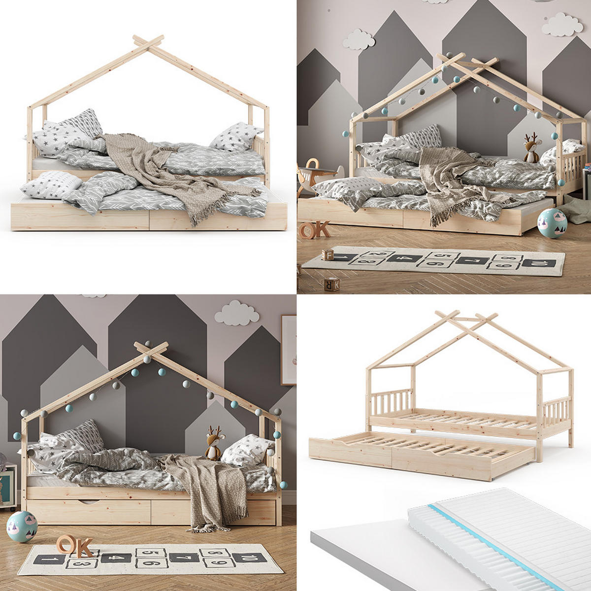 DOMEČKOVÁ POSTEL Design Přírodní dřevo - přírodní, dřevo (90/200cm) - VitaliSpa