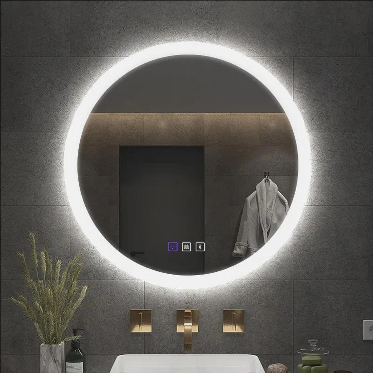 SPIEGEL Rea Led Bluetooth Ffj 80cm - Chromfarben, Glas (80/80/2cm) - REA
