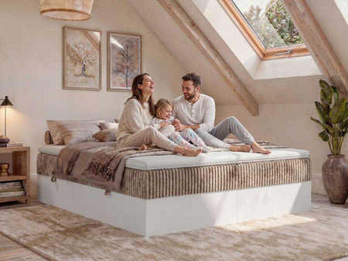POSTEL BOXSPRING TRAVIT ZERO 200/200 - Světle hnědá Manšestr - Topper Visco - H3 - černá/světle hnědá, textil/plast (200/200cm) - MKS