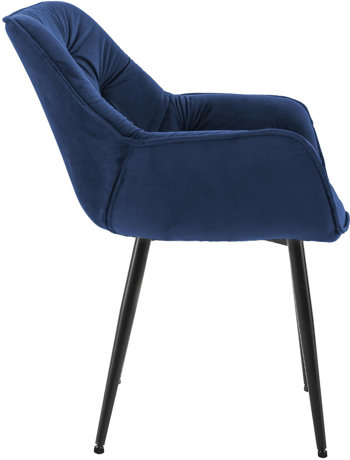 ARMLEHNENSTUHL Samt Dunkelblau - Schwarz/Dunkelblau, Textil/Metall (58/83/62cm) - CLP