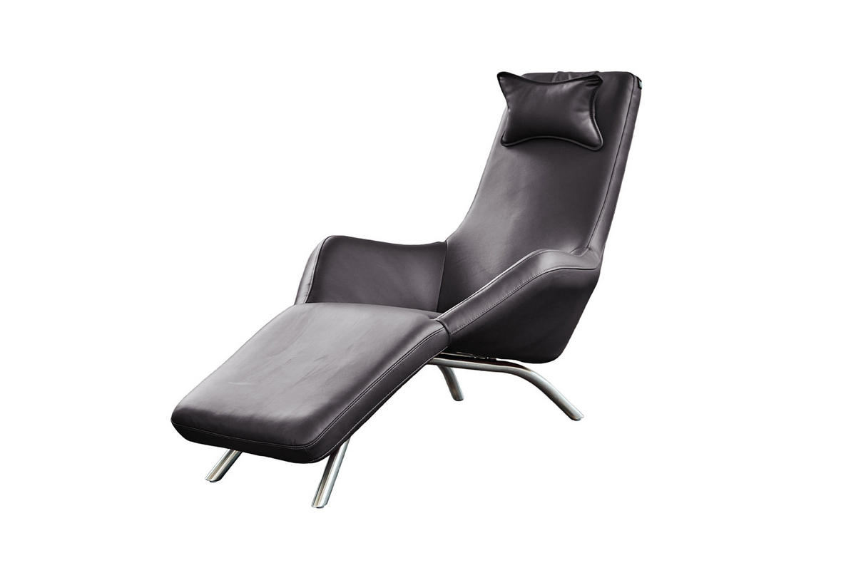 RELAXLIEGE CAVAL Grau Leder - Silberfarben/Grau, Leder/Metall (79/95/157cm) - KAWOLA