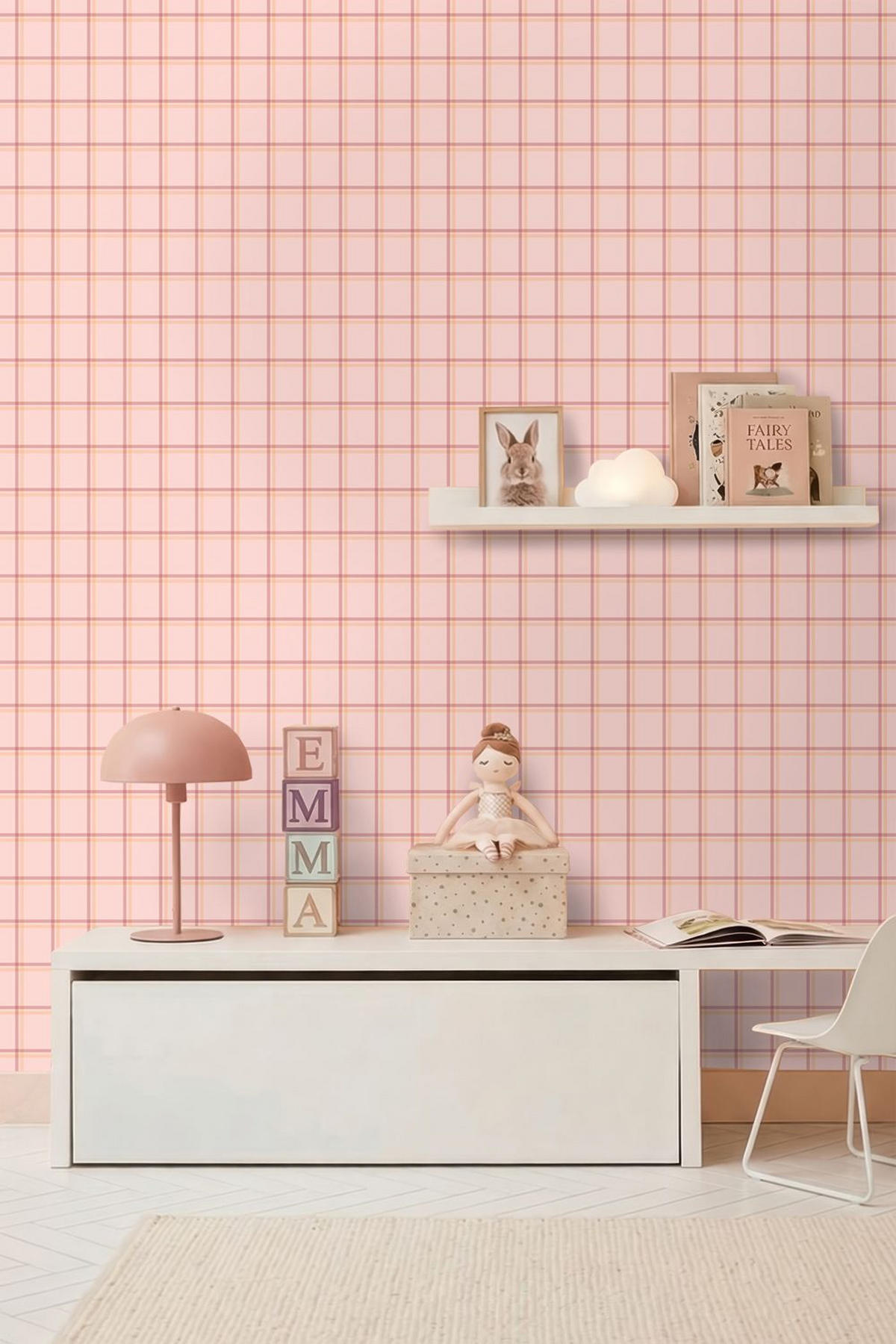 TAPETE Karomuster 50 x 900 cm - Pink, Papier (50/900cm) - ESTAhome