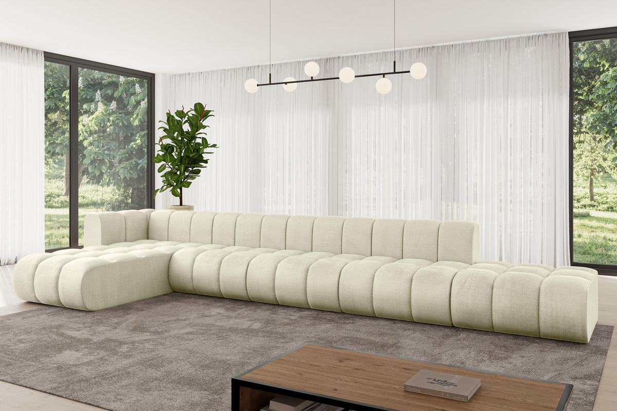 ECKSOFA modulares Sofa Zuvon-L3 - 478x177x70 cm Beige - Beige, Holzwerkstoff/Textil (478/177cm) - ALTDECOR