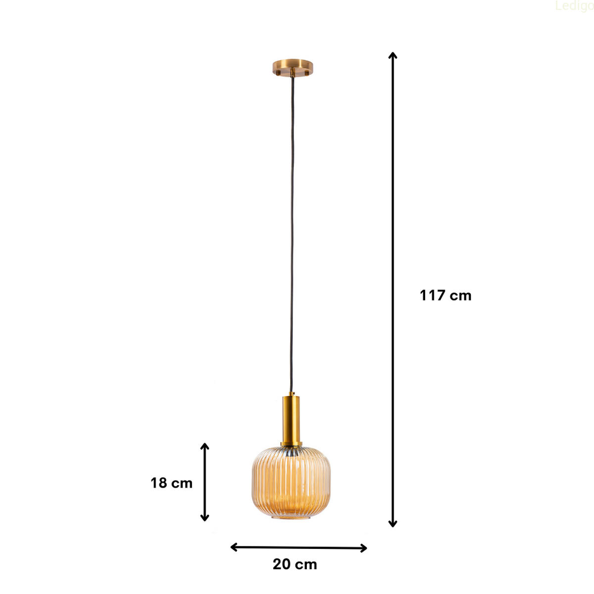 PENDELLEUCHTE Paris - Goldfarben/Schwarz, Glas/Metall (20/20/117cm)