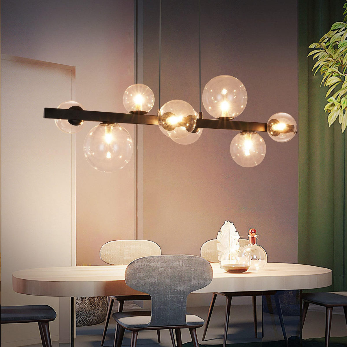 PENDELLEUCHTE William 90/25/160 cm - Transparent, Metall (90/25/160cm) - ZMH