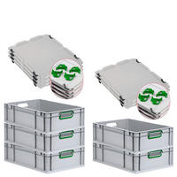 EUROBOX 5x Nextgen Color Mit Auflagedeckel 17x40x60cm Griffe Grün Offen - Grün, Kunststoff (40/17/60cm) - PROREGAL