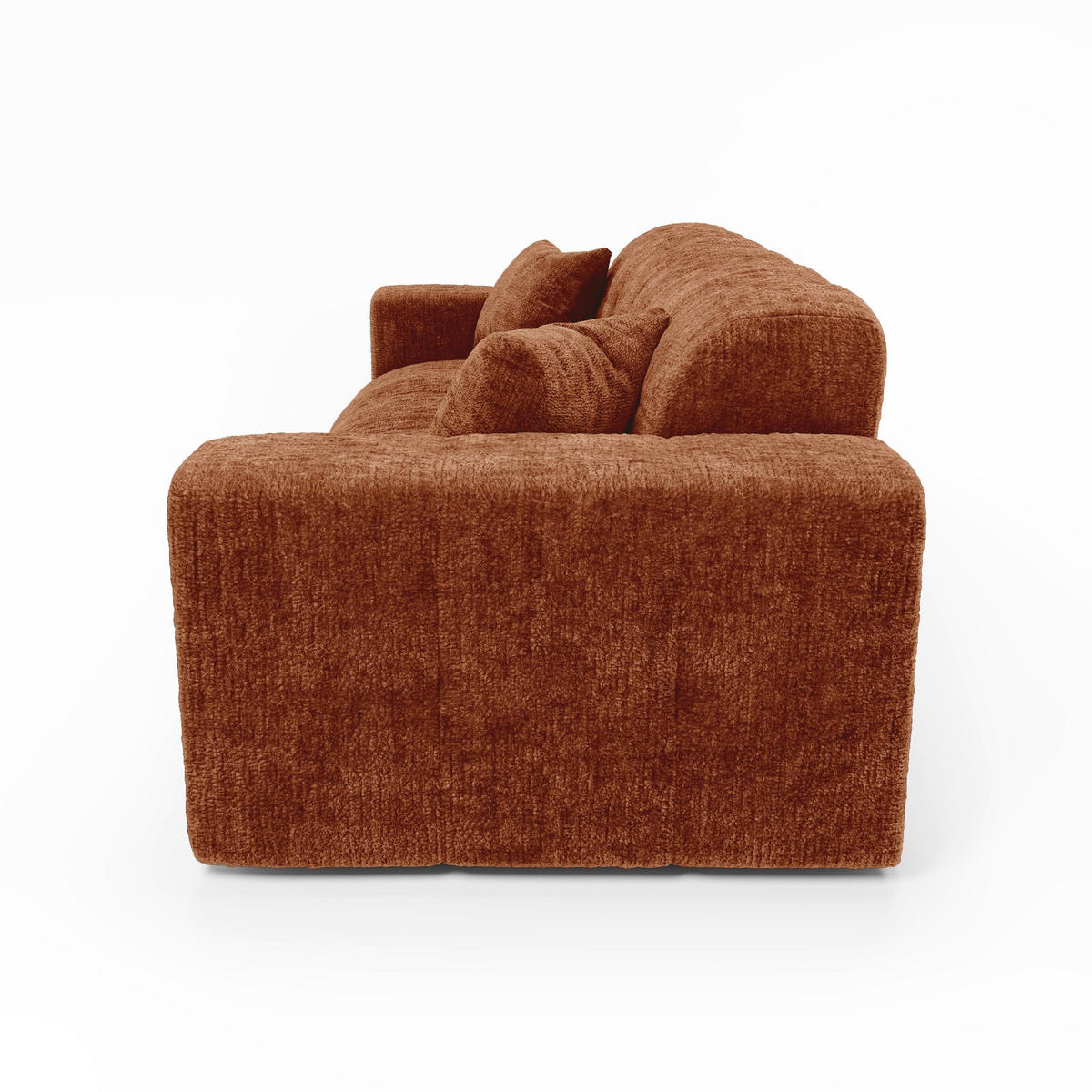 SOFA COCOON Geprägter Samt Terrakotta 230cm - Dunkelorange/Terracotta, Textil (230/85/92cm) - Premium Interiors
